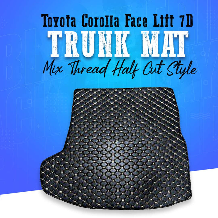 Toyota Corolla Face Lift 7D Trunk Mat Mix Thread Half Cut Style - Model 2017-2021