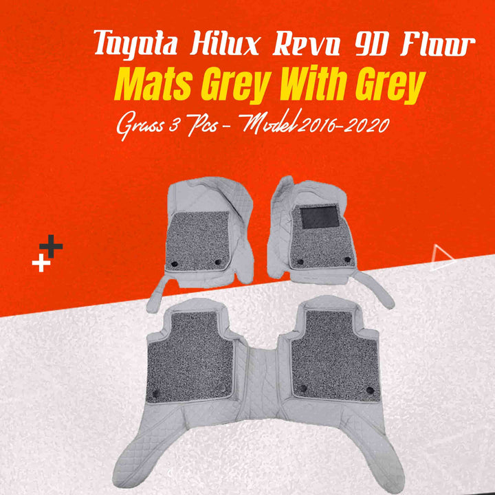 Toyota Hilux Revo/Rocco 9D Floor Mats Mix Thread Grey With Grey Grass 3 Pcs