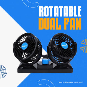 Rotatable Dual Speed Car Electric Fan - Car Double Fan for Dashboard | Universal Dual Fan 12v 2 Speed