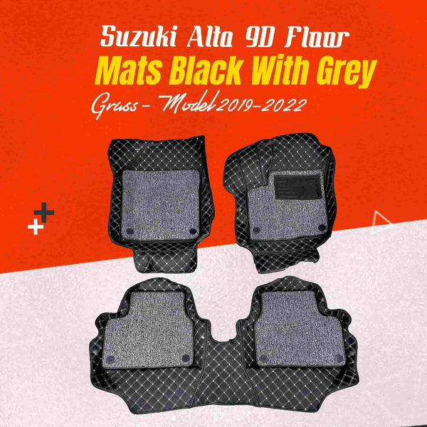 Suzuki Alto 9D Floor Mats Mix Thread Black With Grey Grass - Model 2019-2022