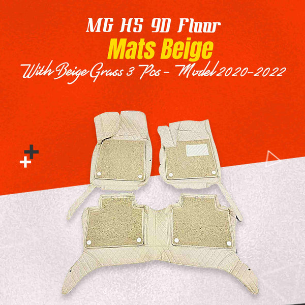 MG HS 9D Floor Mats Beige Mix Thread With Beige Grass 3 Pcs - Model 2020-2022