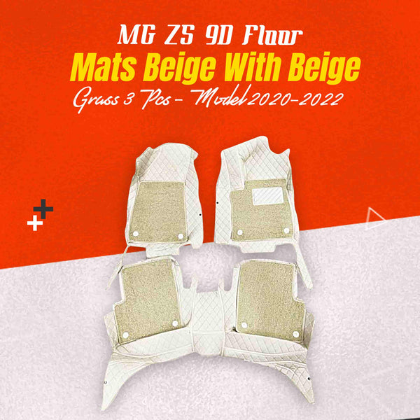 MG ZS 9D Floor Mats Mix Thread Beige With Beige Grass 3 Pcs - Model 2020-2022