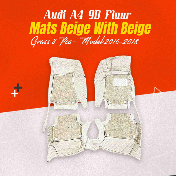 Audi A4 9D Floor Mats Mix Thread Beige With Beige Grass 3 Pcs - Model 2016-2018