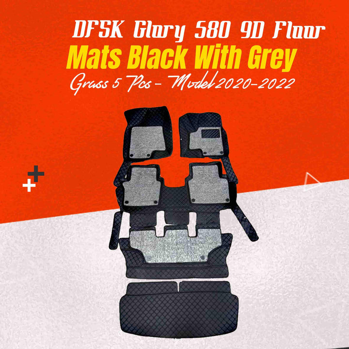 DFSK Glory 580 9D Floor Mats Mix Thread Black With Grey Grass 5 Pcs - Model 2020-2024