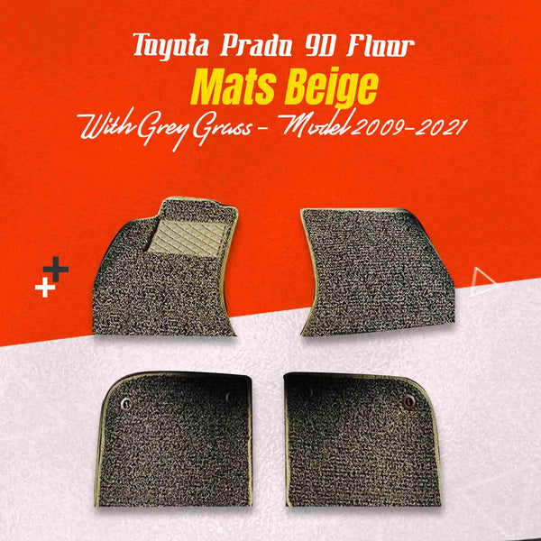 Toyota Prado 9D Floor Mats Mix Thread Beige With Grey Grass - Model 2009-2021