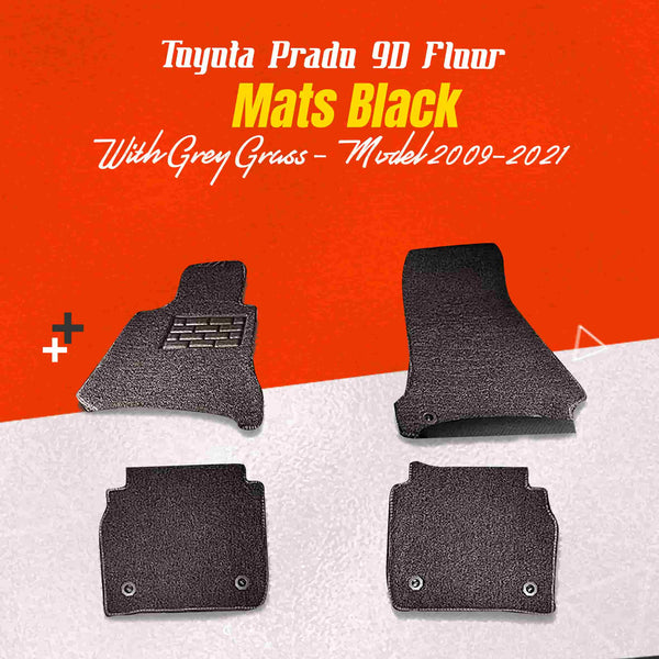 Toyota Prado 9D Floor Mats Mix Thread Black With Grey Grass - Model 2009-2021