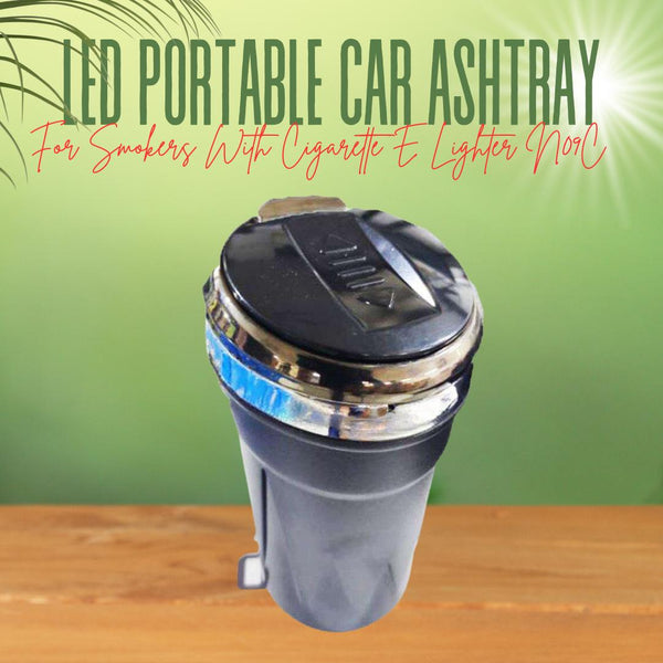 LED Portable Car Ashtray For Smokers with Cigarette e Lighter N09C