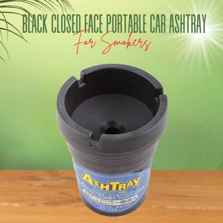 Black Closed Face Portable Car Ashtray For Smokers