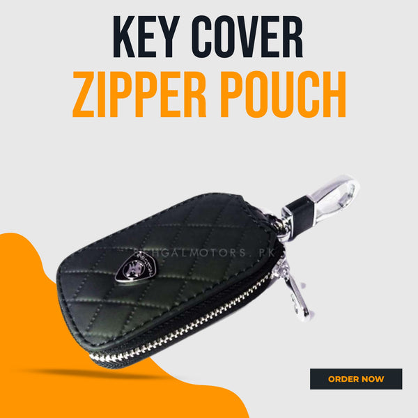 Proton Zipper 7D Style Key Cover Pouch Black With Keychain Ring