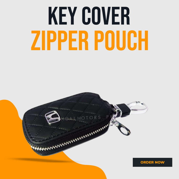 Honda Zipper 7D Style Key Cover Pouch Black With Keychain Ring