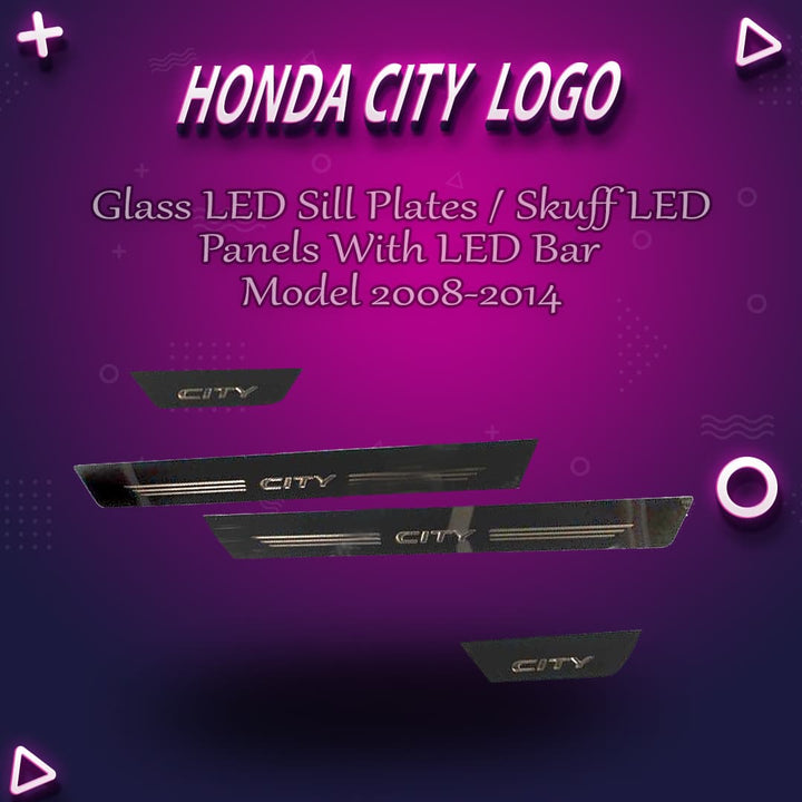 Honda City Glass LED Sill Plates / Skuff LED panels with LED Bar - Model 2008-2014