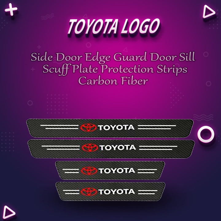 Toyota Logo Side Door Edge Guard Door Sill Scuff Plate Protection Strips Carbon Fiber