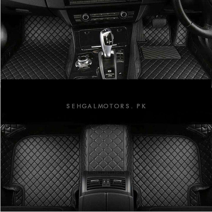 Honda Civic 7D Floor Mats Black Multi Color Thread 3 Pcs - Model 2016-2024