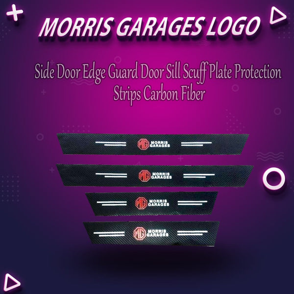 Morris Garages Logo Side Door Edge Guard Door Sill Scuff Plate Protection Strips Carbon Fiber