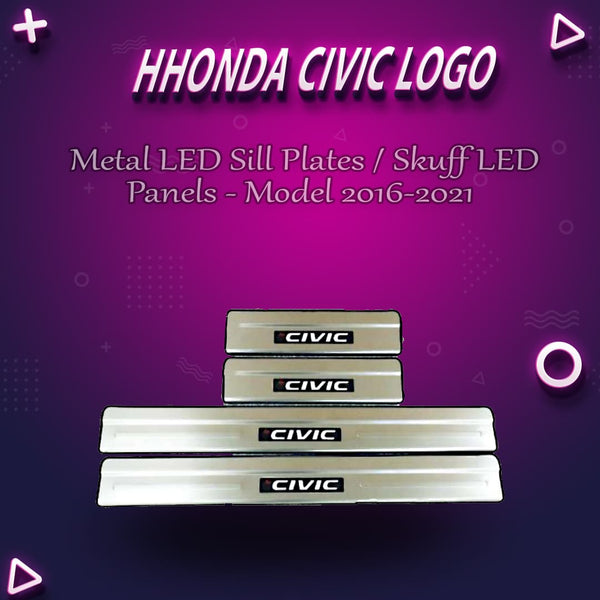 Honda Civic Metal LED Sill Plates / Skuff LED panels - Model 2016-2021