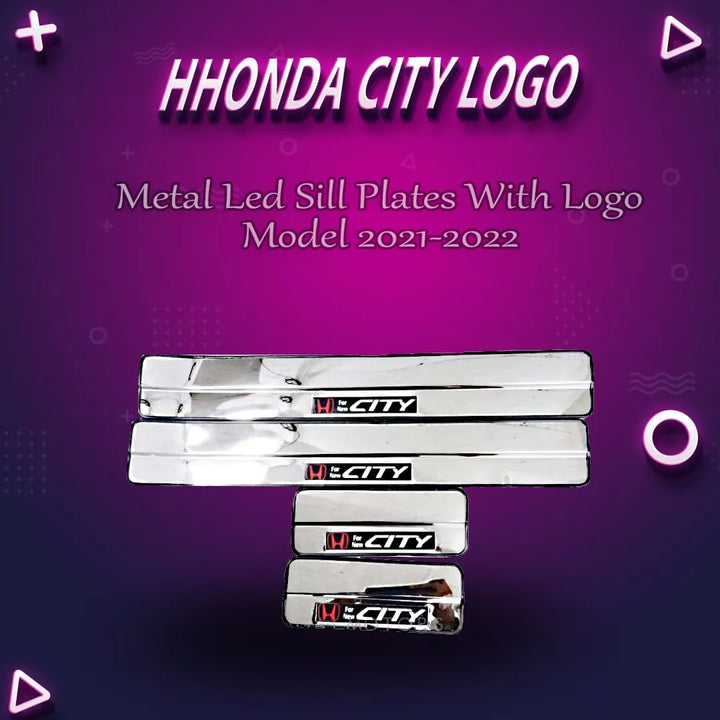 Honda City Metal Led Sill Plates With Logo - Model 2021-2022