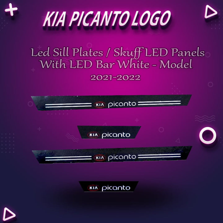 Kia Picanto Led Sill Plates / Skuff LED panels with LED Bar White - Model 2021-2024