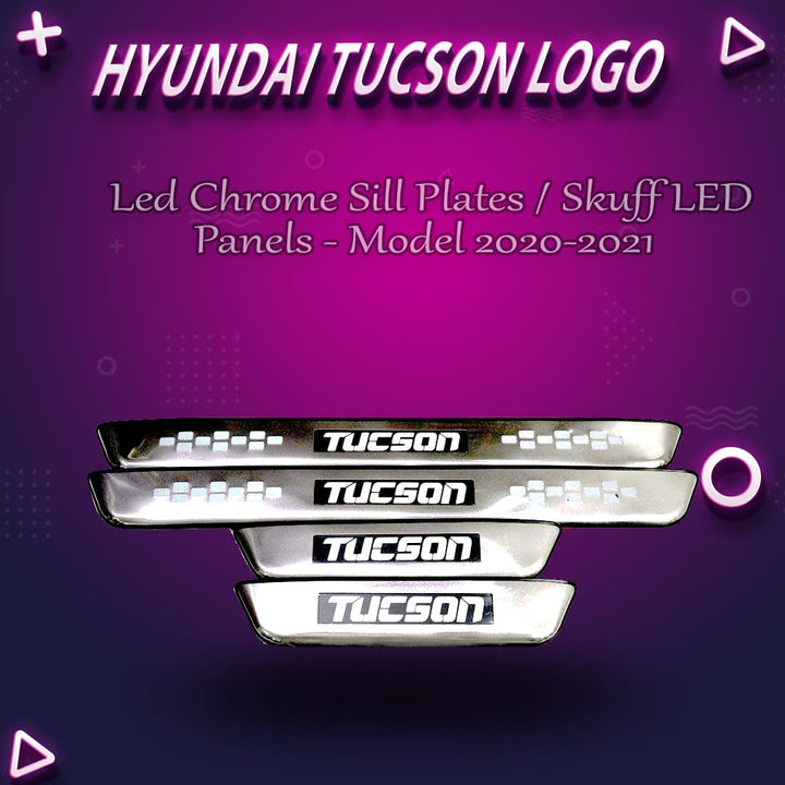 Hyundai Tucson Led Chrome Sill Plates / Skuff LED Panels - Model 2020-2024
