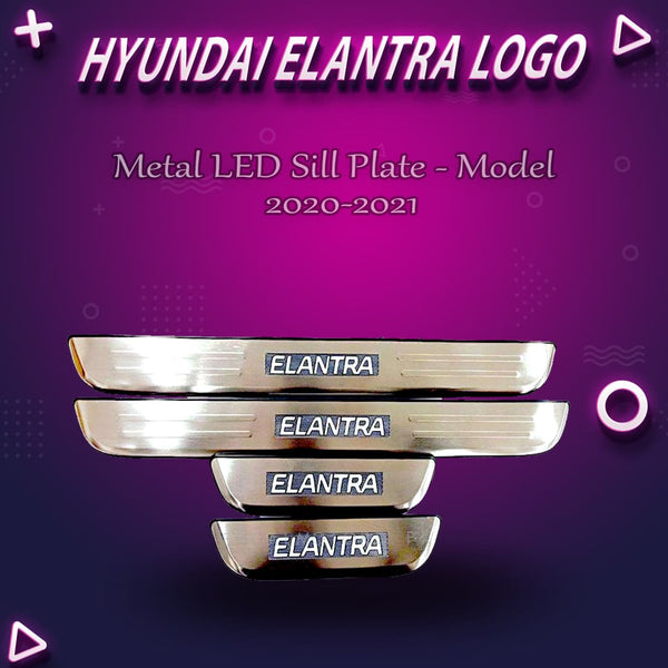 Hyundai Elantra Metal LED Sill Plate - Model 2020-2024
