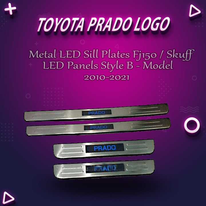 Toyota Prado Metal LED Sill Plates Fj150 / Skuff LED panels Style B - Model 2010-2021