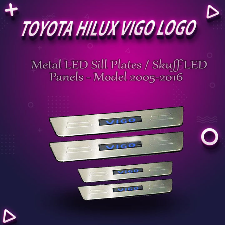 Toyota Hilux Vigo Metal LED Sill Plates / Skuff LED panels - Model 2005-2016