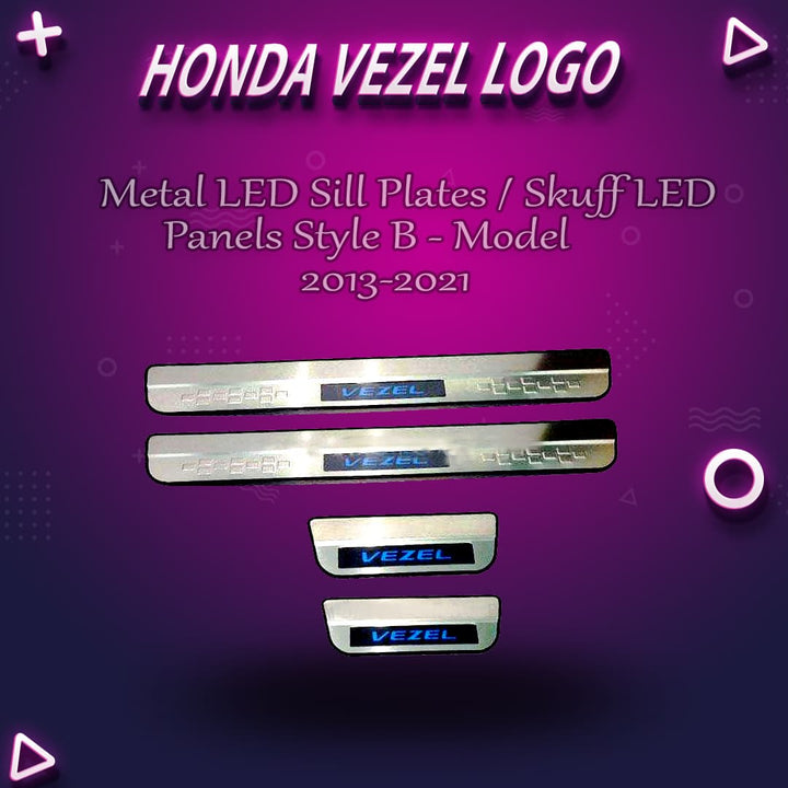 Honda Vezel Metal LED Sill Plates / Skuff LED panels Style B - Model 2013-2021