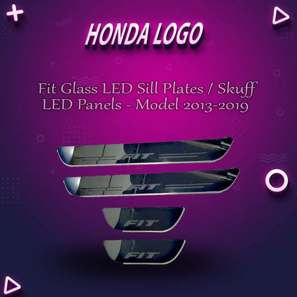 Honda Fit Glass LED Sill Plates / Skuff LED panels - Model 2013-2019