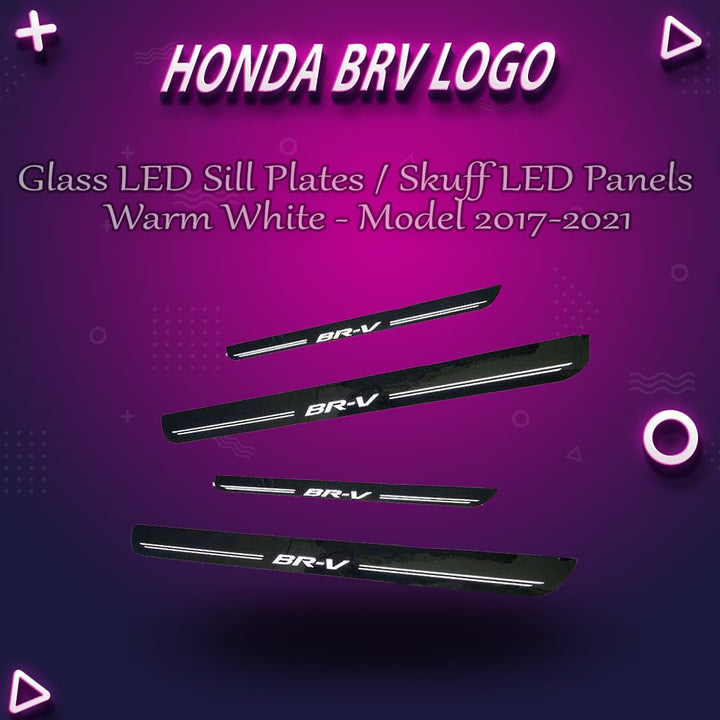 Honda BRV Glass LED Sill Plates / Skuff LED panels Warm White - Model 2017-2021