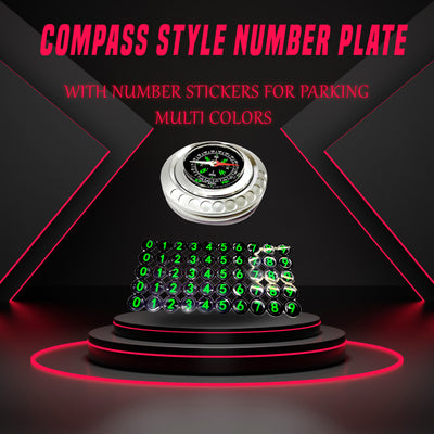 Compass Style Number Plate With Number Stickers For Parking - Multi