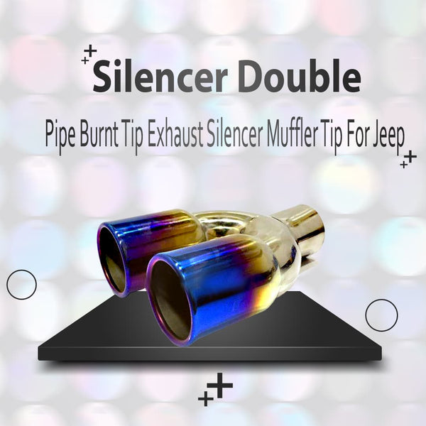 Silencer Double Pipe Burnt Tip Exhaust Silencer Muffler Tip for Jeep