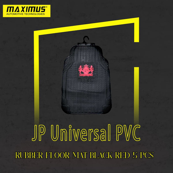 JP Universal PVC Rubber Floor Mat Black Red 5 Pcs