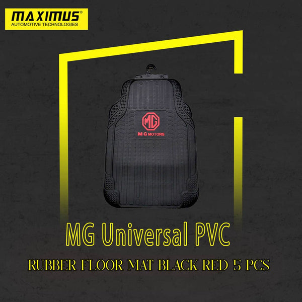 MG Universal PVC Rubber Floor Mat Black Red 5 Pcs