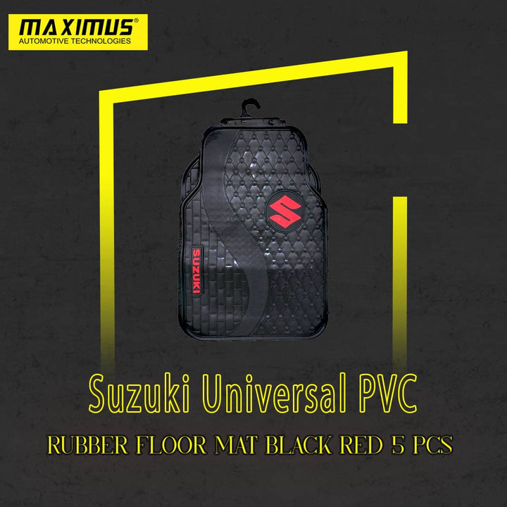 Suzuki Universal PVC Rubber Floor Mat Black Red 5 Pcs