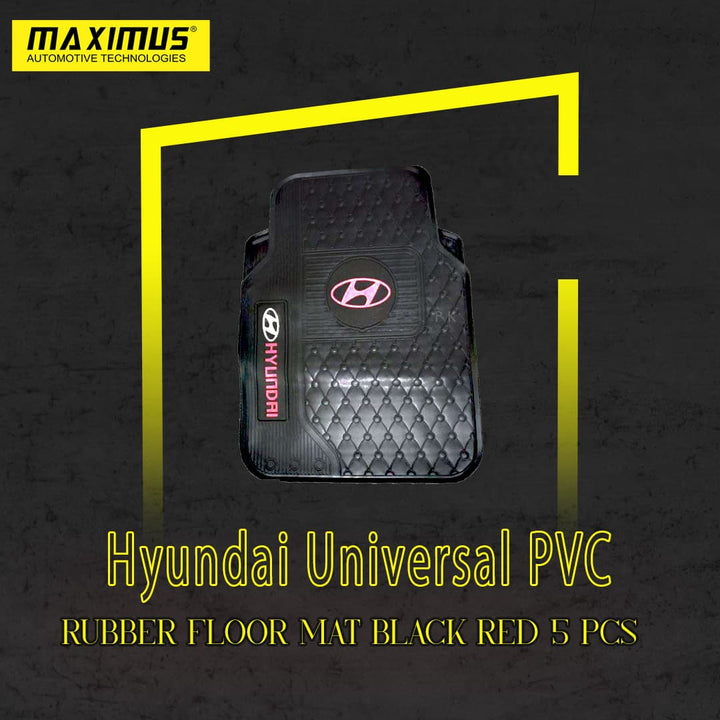 Hyundai Universal PVC Rubber Floor Mat Black Red 5 Pcs