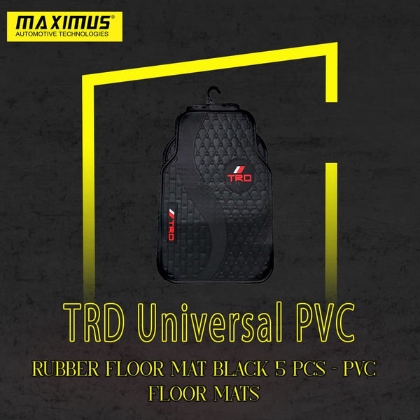 TRD Universal PVC Rubber Floor Mat Black 5 Pcs