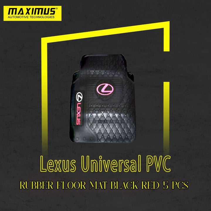 Lexus Universal PVC Rubber Floor Mat Black Red 5 Pcs