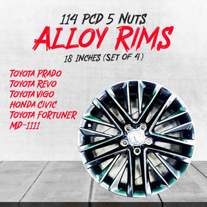 Alloy Rim 114 PCD 5 Nuts 18 Inches 2009 - 2023 - Toyota Prado- Revo - Vigo - Fortuner -  Civic - MD-1111 (Set of 4)