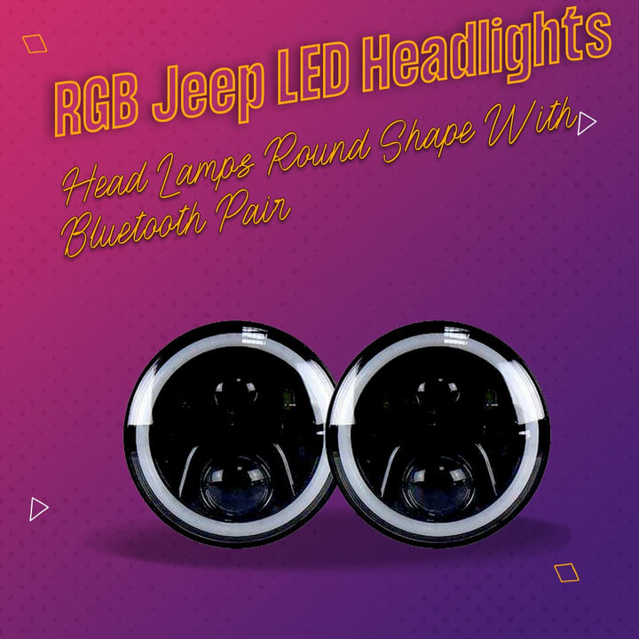 RGB Jeep LED Headlights / Head Lamps Round Shape with Bluetooth 7 Inches - Pair