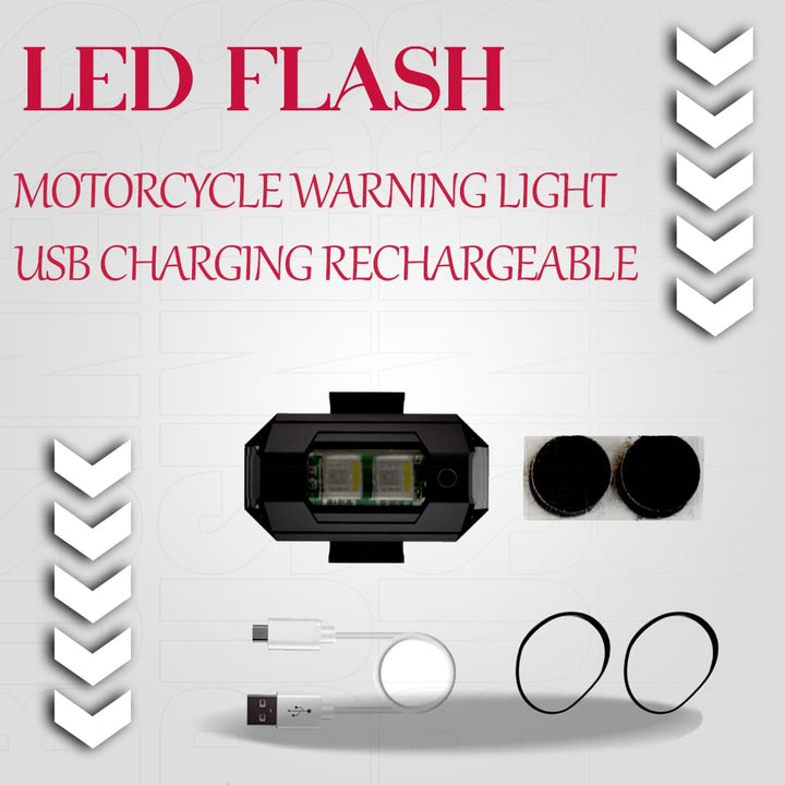 LED Flash Motorcycle Warning Light USB Charging Rechargeable