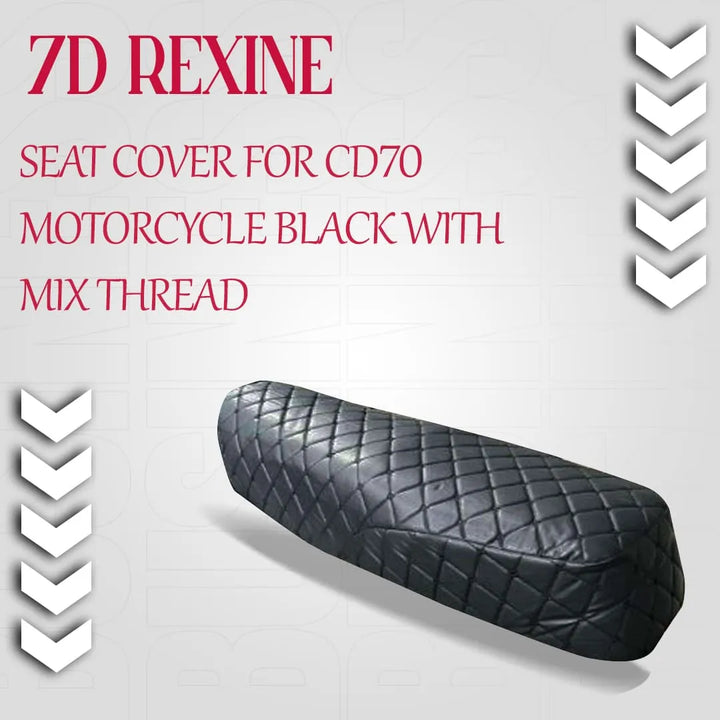 7d Rexine Seat Cover for CD70 Motorcycle Black with Mix Thread