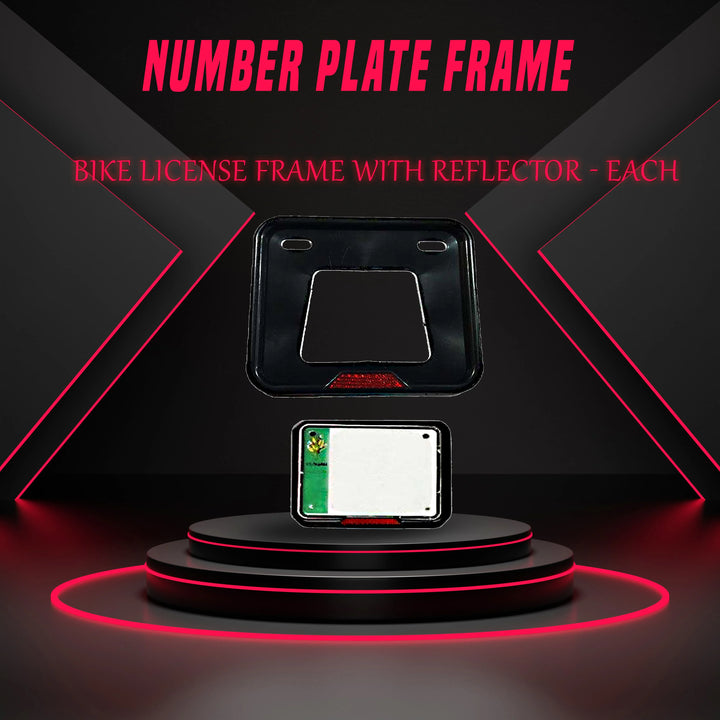 Bike License Number Plate Frame with Reflector - Each