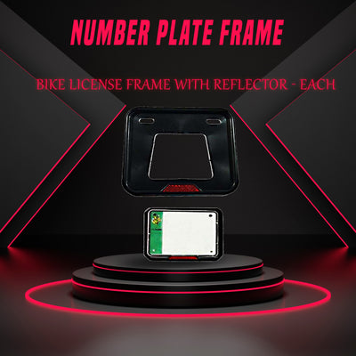 Bike License Number Plate Frame with Reflector - Each