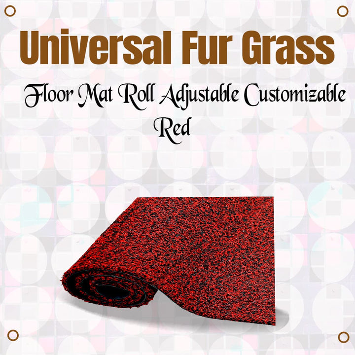 Universal Fur Grass Floor Mat Roll Adjustable Customizable Red