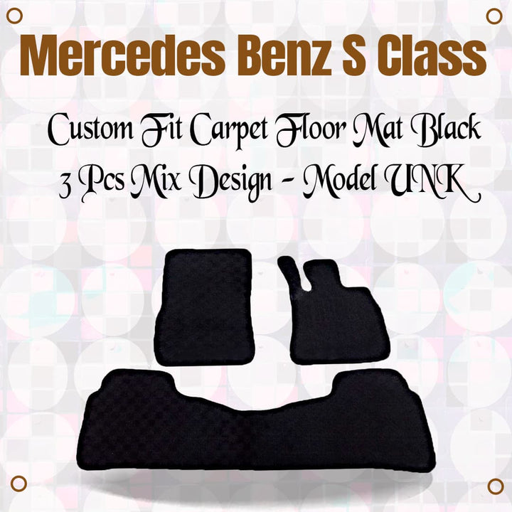 Mercedes Benz S Class Custom fit Carpet Floor Mat Black 3 Pcs Mix Design - Model UNK