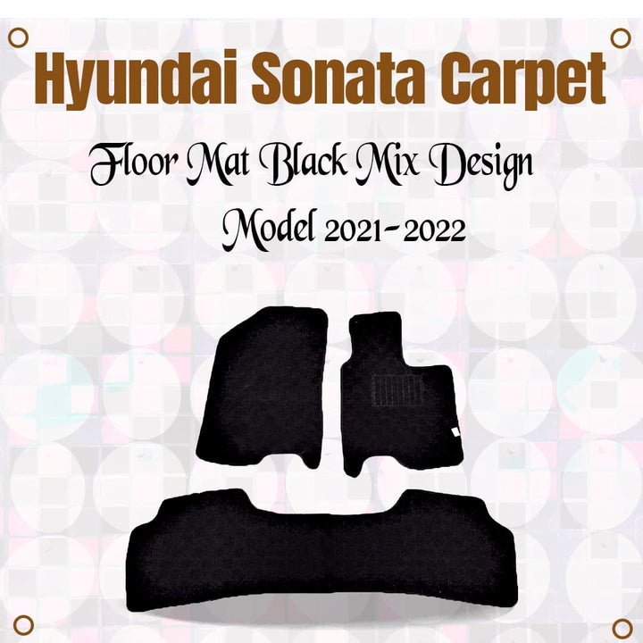 Hyundai Sonata Carpet Floor Mat Black Mix Design - Model 2021-2024