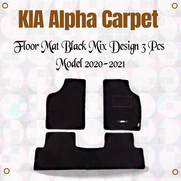 KIA Alpha Carpet Floor Mat Black Mix Design 3 Pcs - Model 2020-2021