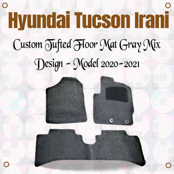 Hyundai Tucson Irani Custom Tufted Floor Mat Gray Mix Design - Model 2020-2024