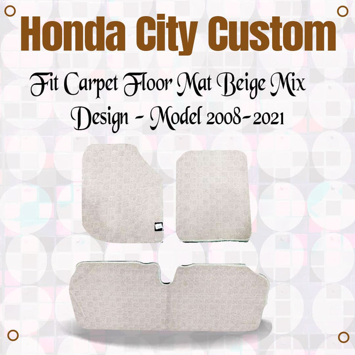 Honda City Custom Fit Carpet Floor Mat Beige Mix Design - Model 2008-2021