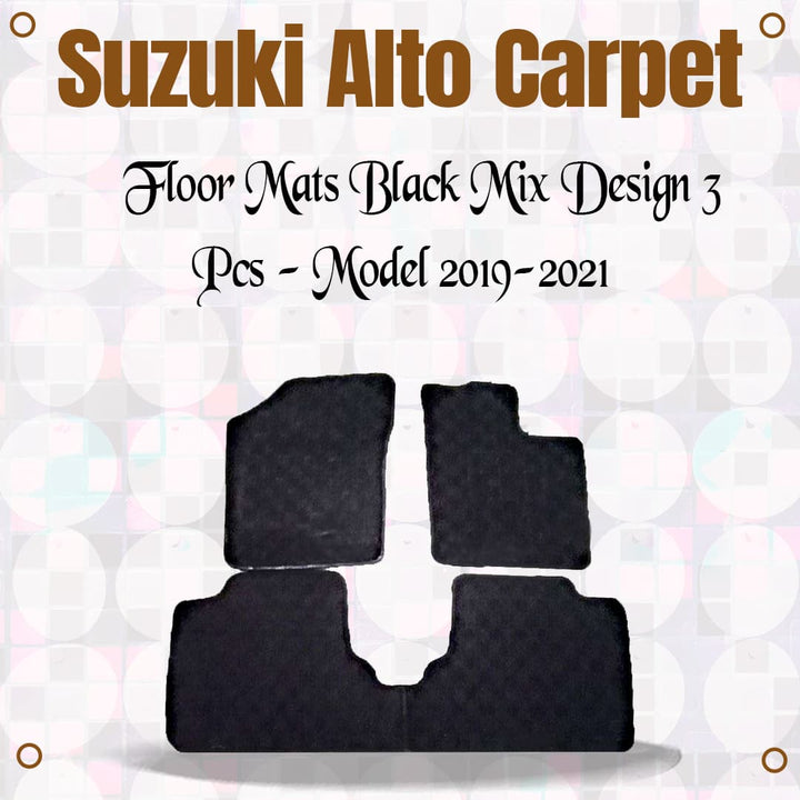Suzuki Alto Carpet Floor Mats Black Mix Design 3 Pcs - Model 2019-2021