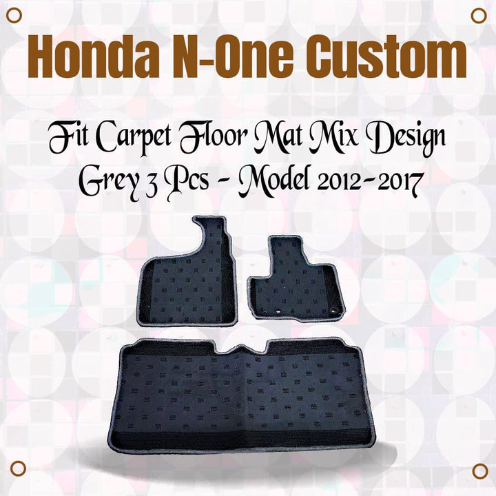 Honda N-One Custom Fit Carpet Floor Mat Mix Design Grey 3 Pcs - Model 2012-2017